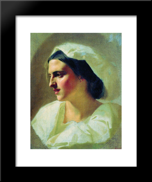 The Lady In White 20x24 Black Modern Wood Framed Art Print Poster by Bronnikov, Fyodor
