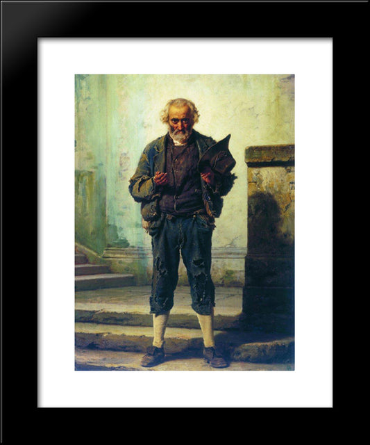 The Old Beggar 20x24 Black Modern Wood Framed Art Print Poster by Bronnikov, Fyodor