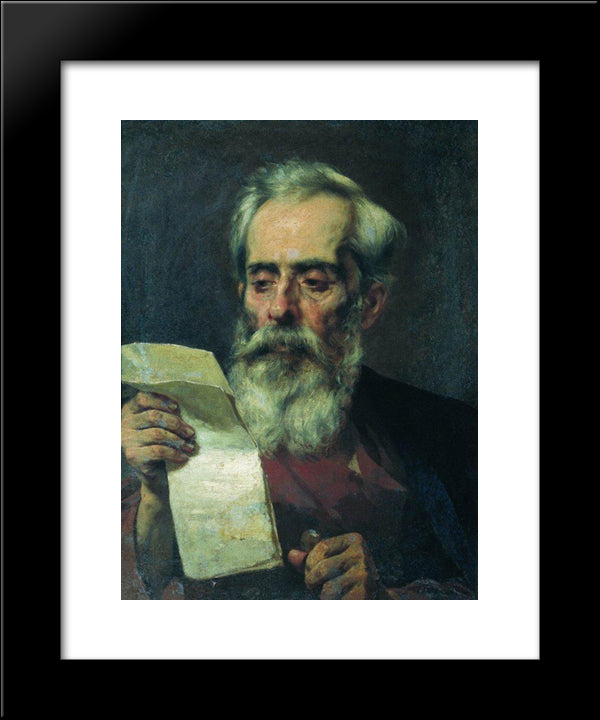The Old Man Reading A Letter 20x24 Black Modern Wood Framed Art Print Poster by Bronnikov, Fyodor