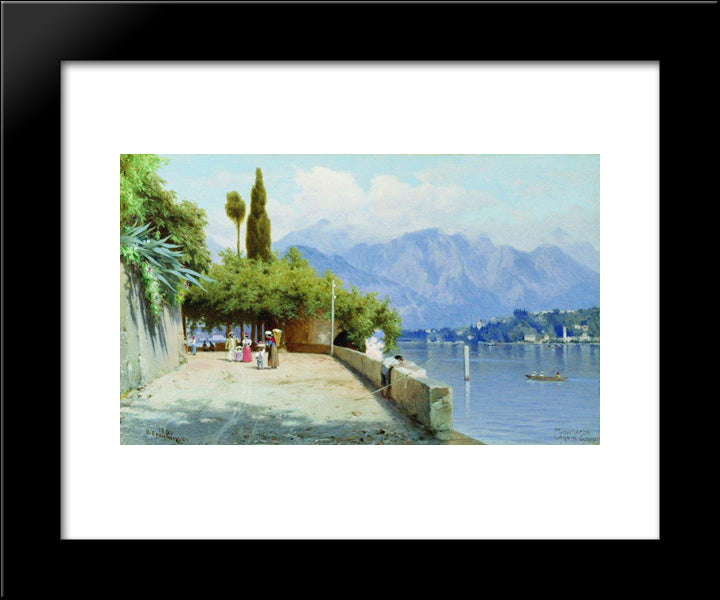 View Of Lake Como 20x24 Black Modern Wood Framed Art Print Poster by Bronnikov, Fyodor