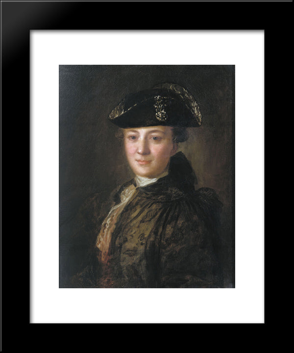 Portrait Of An Unknown Man In A Cocked Hat 20x24 Black Modern Wood Framed Art Print Poster by Rokotov, Fyodor