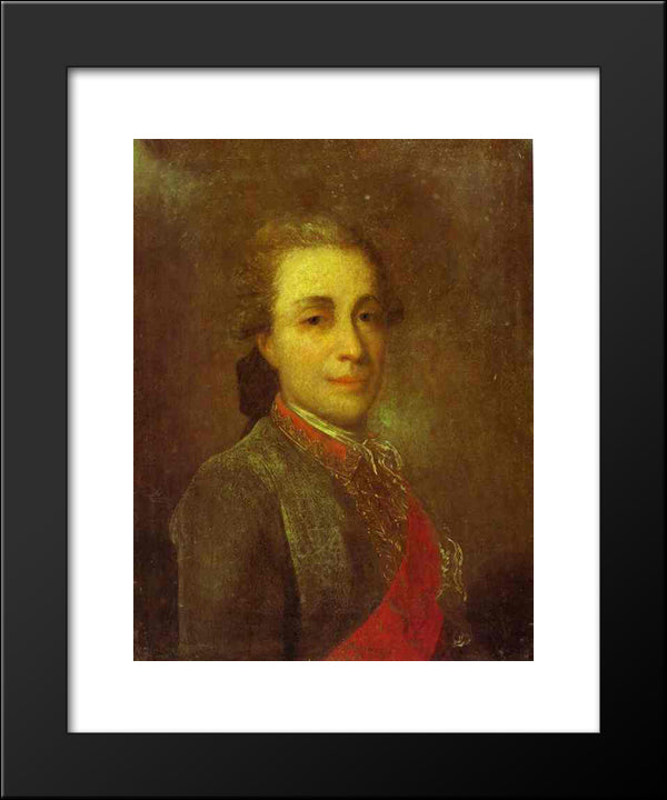 Portrait Of An Unknown Man In A Green Caftan 20x24 Black Modern Wood Framed Art Print Poster by Rokotov, Fyodor