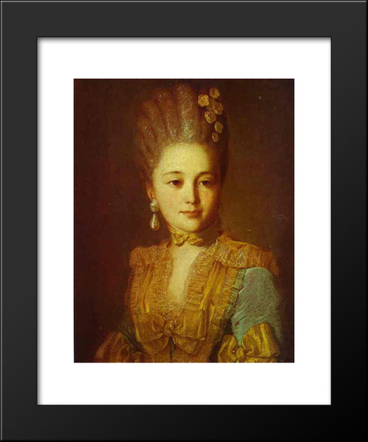 Portrait Of An Unknown Woman In A Blue Dress With Yellow Trimmings 20x24 Black Modern Wood Framed Art Print Poster by Rokotov, Fyodor