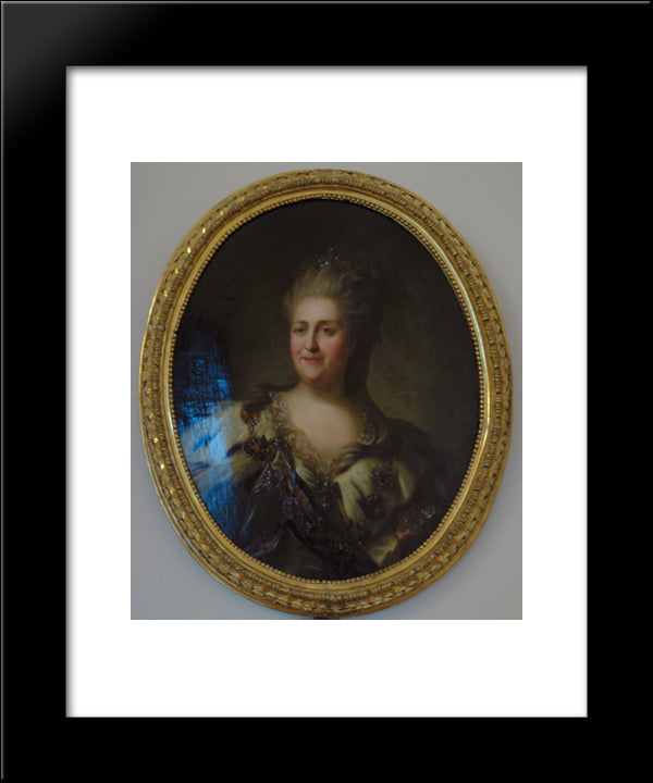 Portrait Of Catherine Ii. Repeat Version Of A Portrait (After 1768) 20x24 Black Modern Wood Framed Art Print Poster by Rokotov, Fyodor