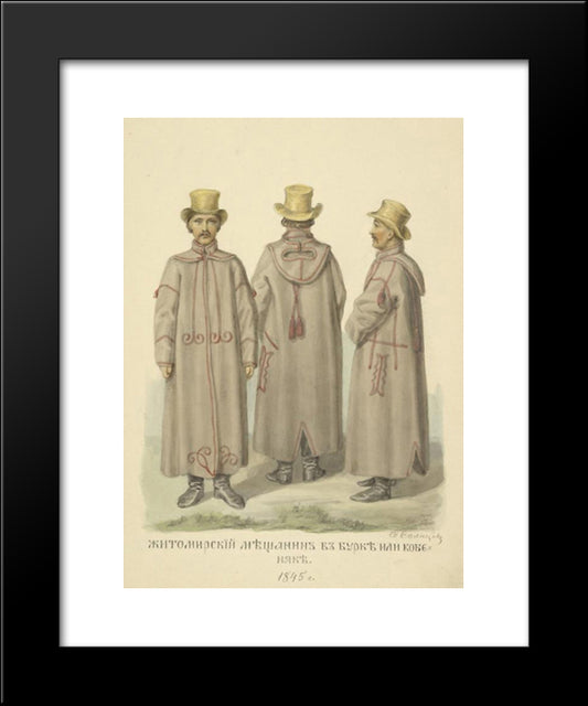 Burgher From Zhitomir In The Cloak 20x24 Black Modern Wood Framed Art Print Poster by Solntsev, Fyodor