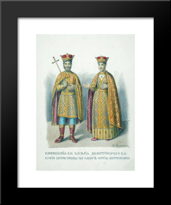 Images Of The Vc. Vasily Dmitrievich And Vc. Sofia Vitovtovna 20x24 Black Modern Wood Framed Art Print Poster by Solntsev, Fyodor