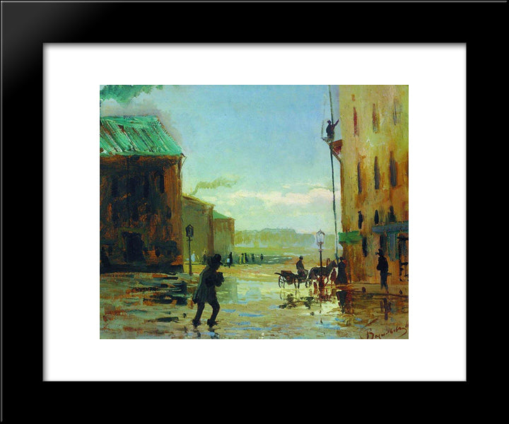 After A Rain (Spring In St. Petersburg) 20x24 Black Modern Wood Framed Art Print Poster by Vasilyev, Fyodor