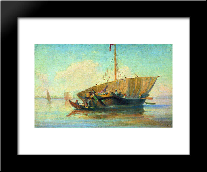 Boat 20x24 Black Modern Wood Framed Art Print Poster by Vasilyev, Fyodor