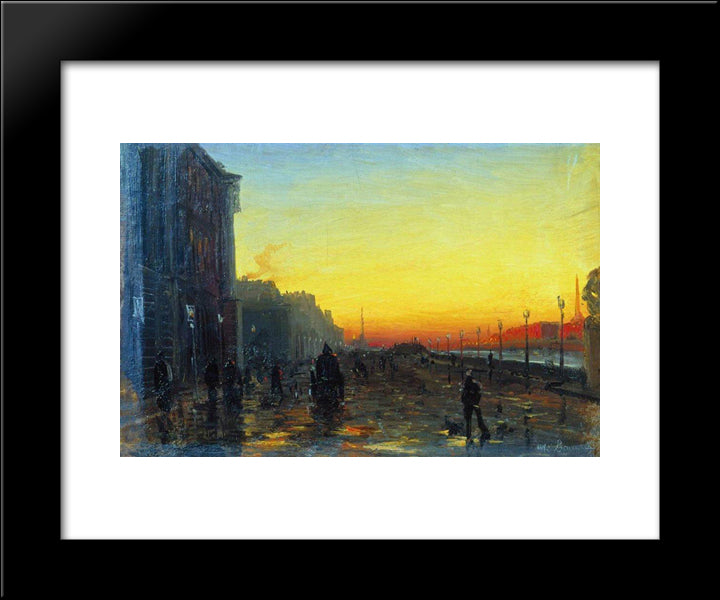 Dawn In St. Petersburg 20x24 Black Modern Wood Framed Art Print Poster by Vasilyev, Fyodor