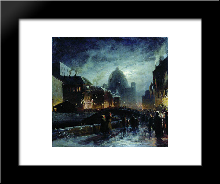 Illumination In St. Petersburg 20x24 Black Modern Wood Framed Art Print Poster by Vasilyev, Fyodor