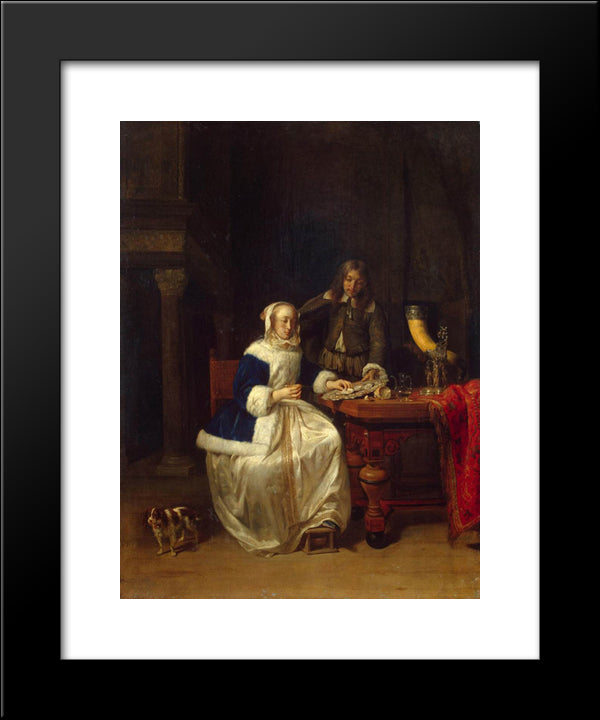 Breakfast 20x24 Black Modern Wood Framed Art Print Poster by Metsu, Gabriel