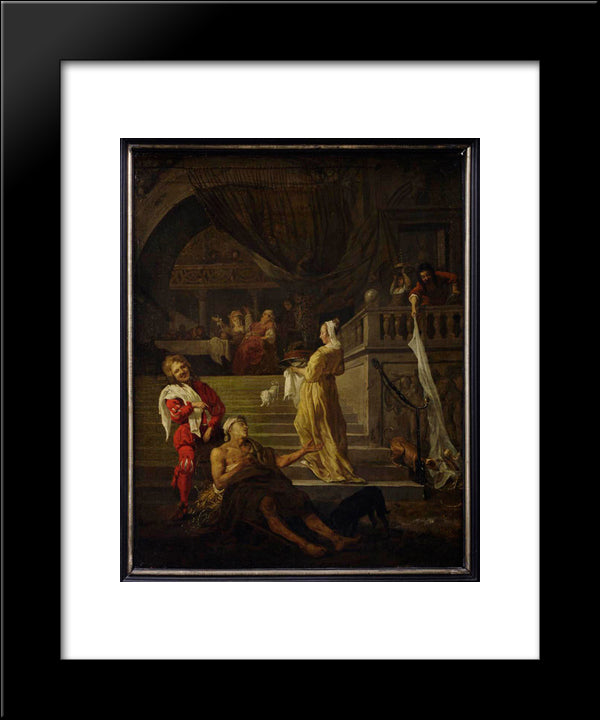 Lazarus And The Rich Man 20x24 Black Modern Wood Framed Art Print Poster by Metsu, Gabriel