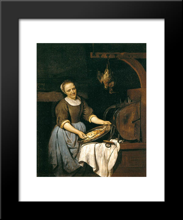 The Cook 20x24 Black Modern Wood Framed Art Print Poster by Metsu, Gabriel