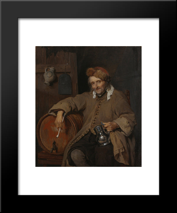 The Old Drinker 20x24 Black Modern Wood Framed Art Print Poster by Metsu, Gabriel