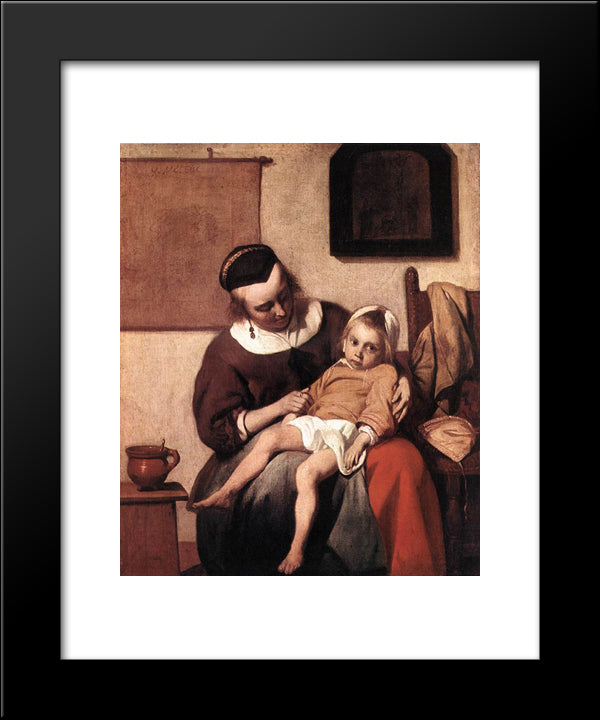 The Sick Child 20x24 Black Modern Wood Framed Art Print Poster by Metsu, Gabriel
