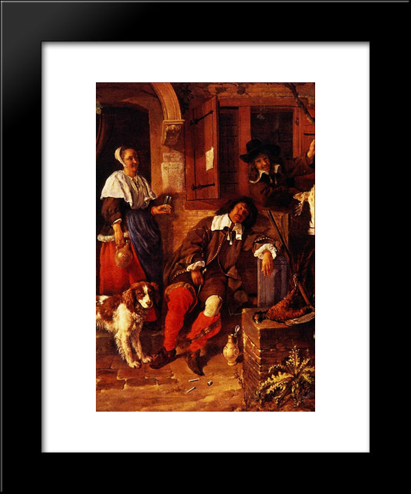 The Sleeping Sportsman 20x24 Black Modern Wood Framed Art Print Poster by Metsu, Gabriel