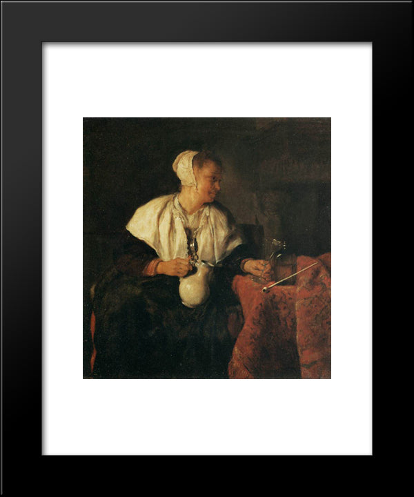 The Tippler (The Wine Drinker) 20x24 Black Modern Wood Framed Art Print Poster by Metsu, Gabriel