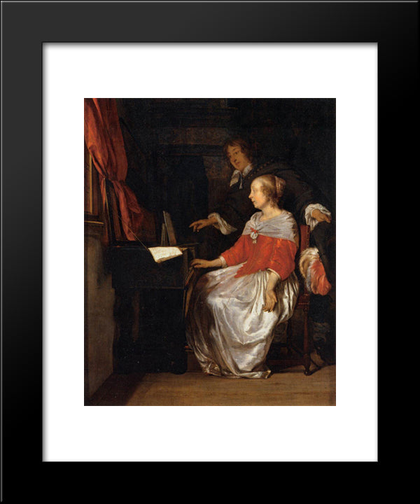 The Virginal Player 20x24 Black Modern Wood Framed Art Print Poster by Metsu, Gabriel