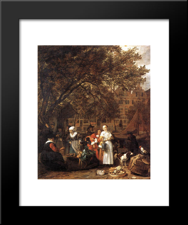 Vegetable Market In Amsterdam 20x24 Black Modern Wood Framed Art Print Poster by Metsu, Gabriel