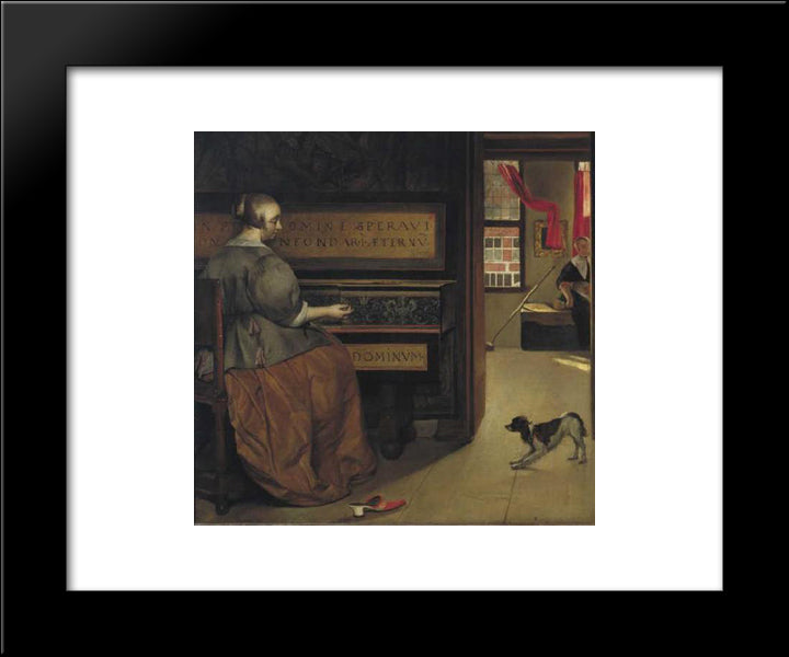 Woman At The Virginals 20x24 Black Modern Wood Framed Art Print Poster by Metsu, Gabriel