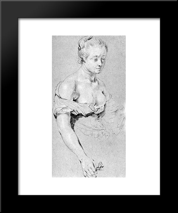 Woman Figure 20x24 Black Modern Wood Framed Art Print Poster by Metsu, Gabriel