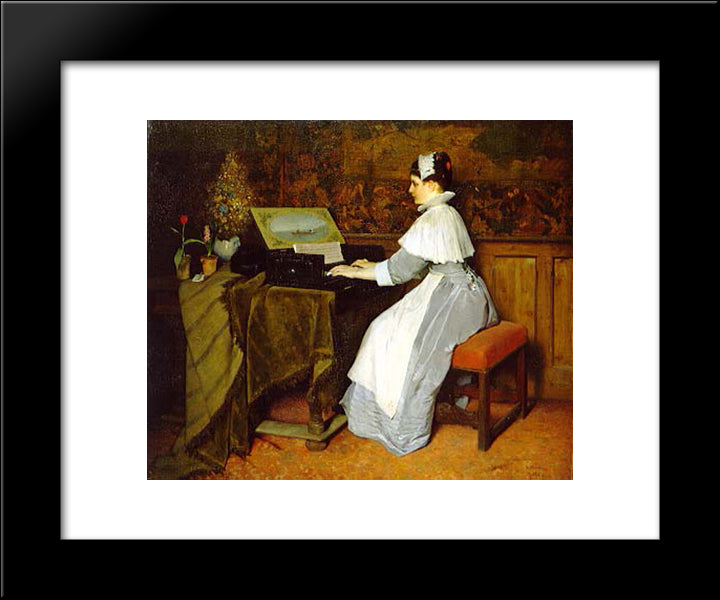 Still Life (Girl At A Spinet) 20x24 Black Modern Wood Framed Art Print Poster by Max, Gabriel von