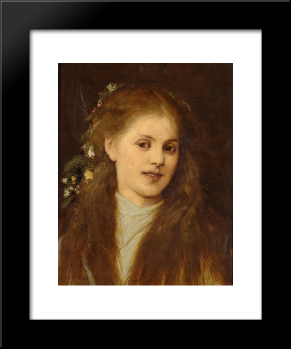 Woman With Flowers In Her Hair 20x24 Black Modern Wood Framed Art Print Poster by Max, Gabriel von