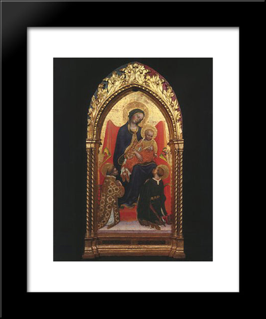 Gentile Da Fabriano Madonna And Child, With Sts. Lawrence 20x24 Black Modern Wood Framed Art Print Poster by Gentile da Fabriano