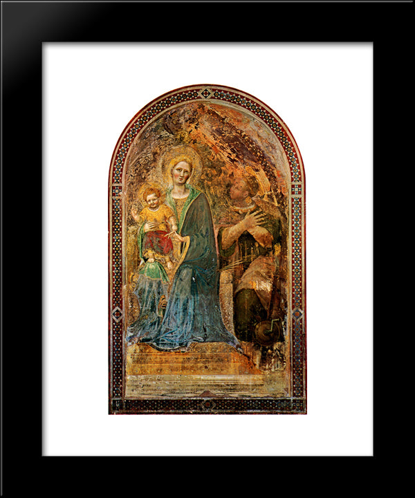 Madonna And Child With Angels Madonna And Child With Angels Gentile Da Fabriano Fresco Orvieto, Cathedral 20x24 Black Modern Wood Framed Art Print Poster by Gentile da Fabriano