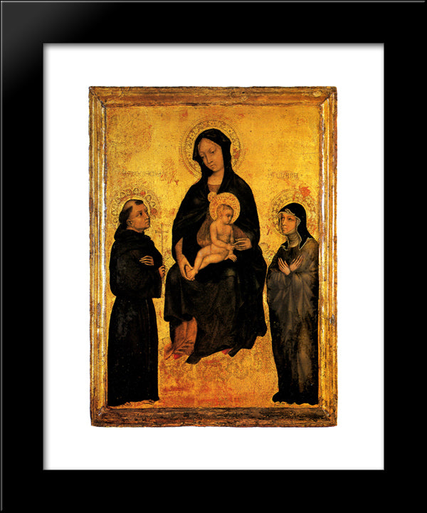 Madonna In Gloria Between Saint Francis And Santa Chiara Gentile Da Fabriano 20x24 Black Modern Wood Framed Art Print Poster by Gentile da Fabriano