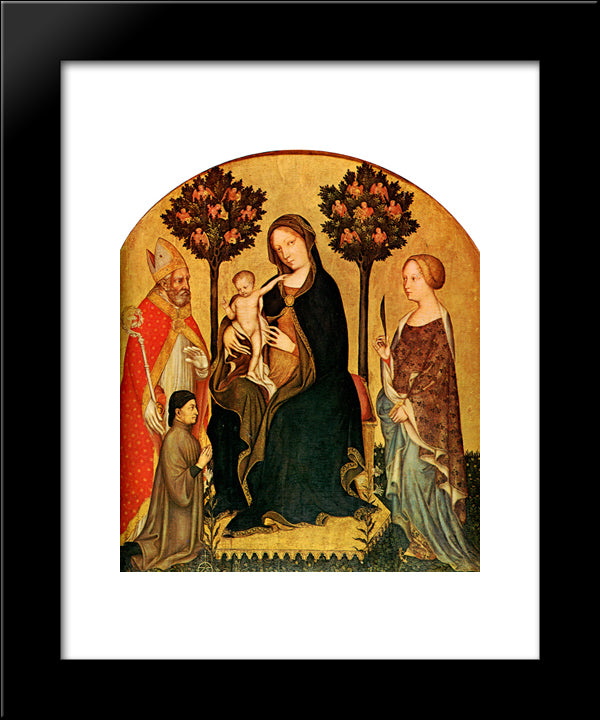 Madonna With Child And St.Catherine, St.Nicolas And Donor Gentile Da Fabriano 20x24 Black Modern Wood Framed Art Print Poster by Gentile da Fabriano