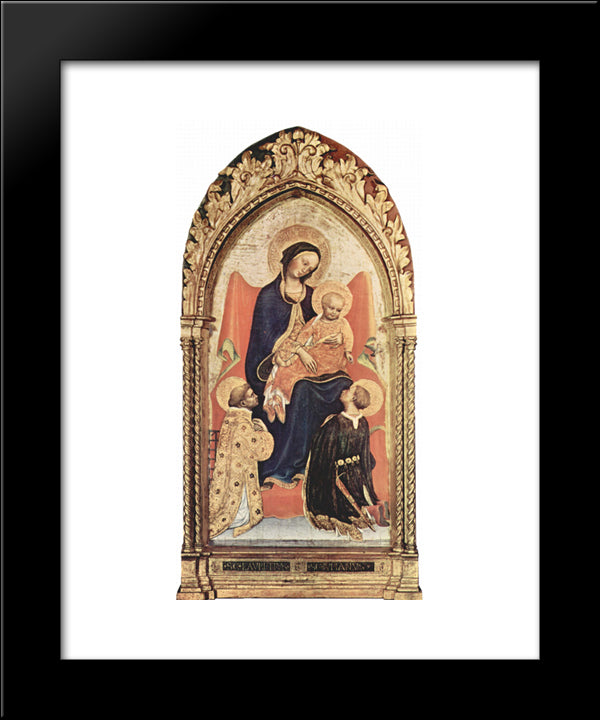 Madonna With St. Julian And St. Laurenzius 20x24 Black Modern Wood Framed Art Print Poster by Gentile da Fabriano