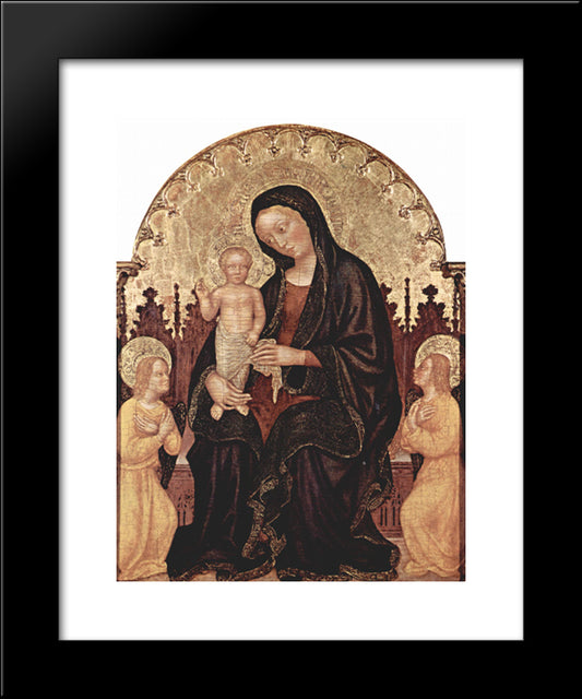 Madonna With Two Angels 20x24 Black Modern Wood Framed Art Print Poster by Gentile da Fabriano