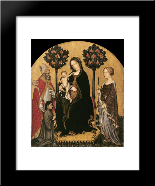 Mary Enthroned With The Child, Saints And A Donor 20x24 Black Modern Wood Framed Art Print Poster by Gentile da Fabriano