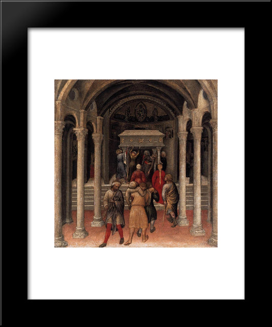Quaratesi Altarpiece, Pilgrims At The Tomb Of St.Nicholas Of Bari 20x24 Black Modern Wood Framed Art Print Poster by Gentile da Fabriano