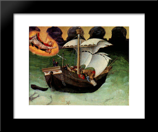 Quaratesi Altarpiece, St.Nicholas Saves A Storm Tossed Ship 20x24 Black Modern Wood Framed Art Print Poster by Gentile da Fabriano
