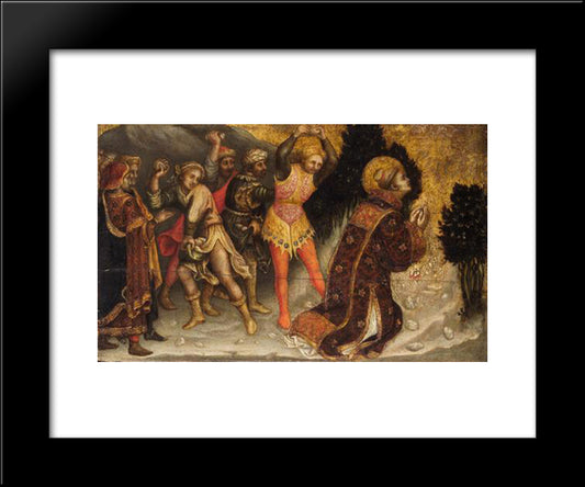 Stoning Of St. Stephen 20x24 Black Modern Wood Framed Art Print Poster by Gentile da Fabriano