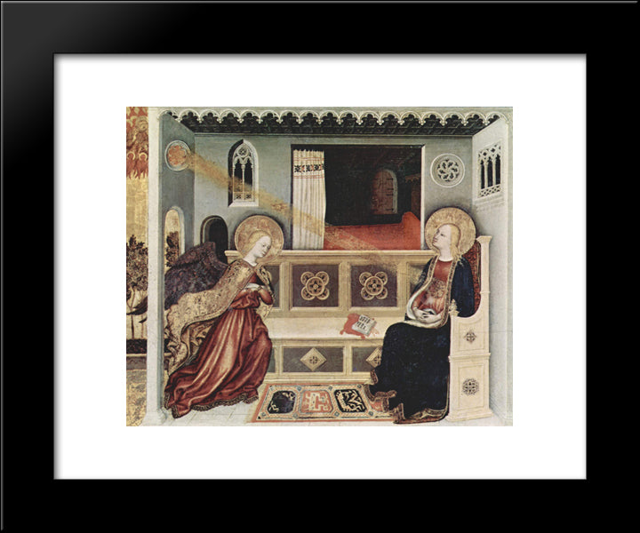 The Annunciation 20x24 Black Modern Wood Framed Art Print Poster by Gentile da Fabriano