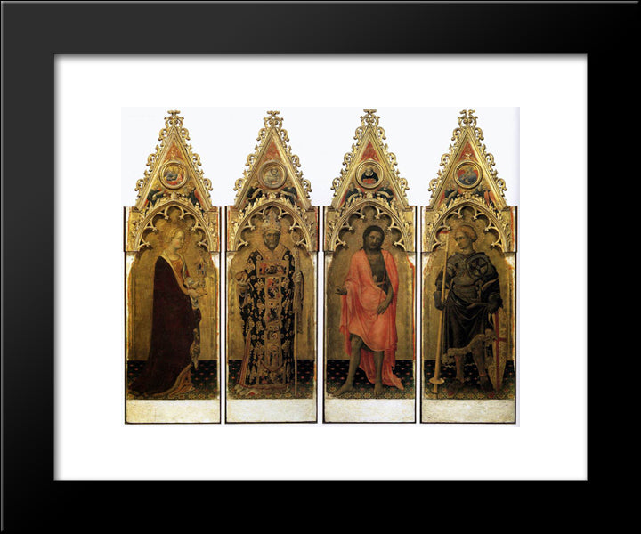 Two Saints From The Quaratesi Polyptych St. Mary Magdalen And St. Nicholas 20x24 Black Modern Wood Framed Art Print Poster by Gentile da Fabriano