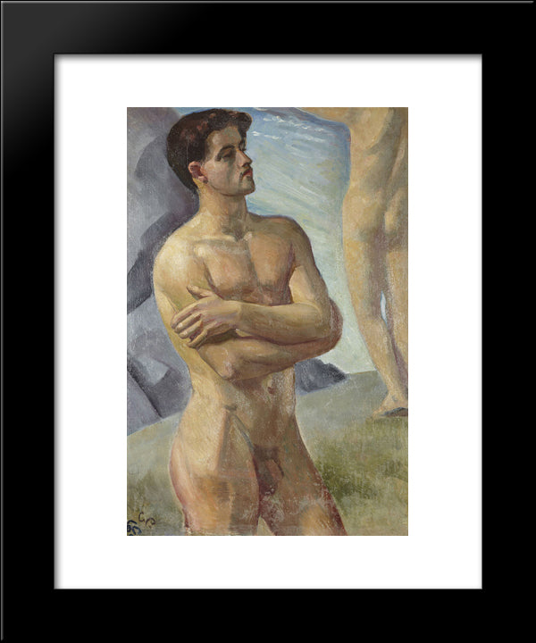 Bathing Men 20x24 Black Modern Wood Framed Art Print Poster by Pauli, Georg