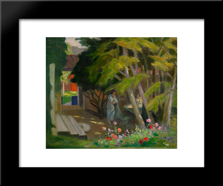 Garden With A Woman 20x24 Black Modern Wood Framed Art Print Poster by Pauli, Georg