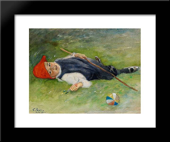 Goran In The Green Grass 20x24 Black Modern Wood Framed Art Print Poster by Pauli, Georg