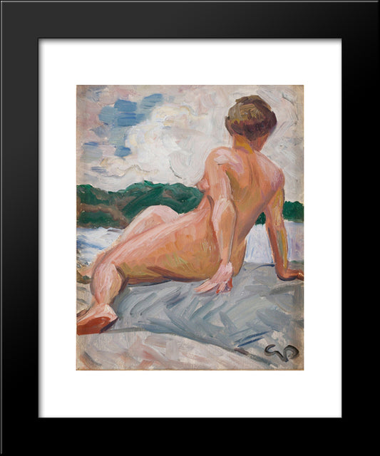 Model On The Cliff 20x24 Black Modern Wood Framed Art Print Poster by Pauli, Georg