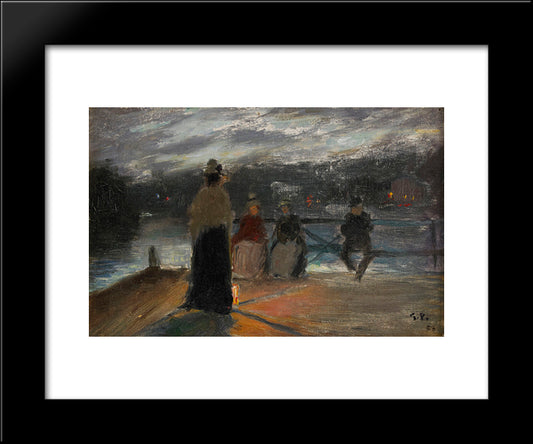 On The Bridge 20x24 Black Modern Wood Framed Art Print Poster by Pauli, Georg