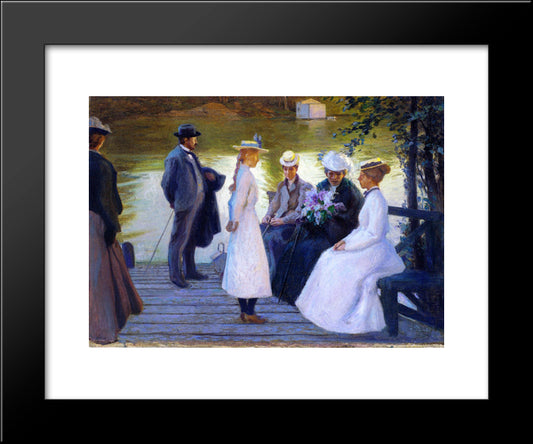 On The Pier 20x24 Black Modern Wood Framed Art Print Poster by Pauli, Georg