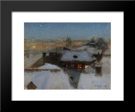 Winter Evening At Soder, Stockholm 20x24 Black Modern Wood Framed Art Print Poster by Pauli, Georg