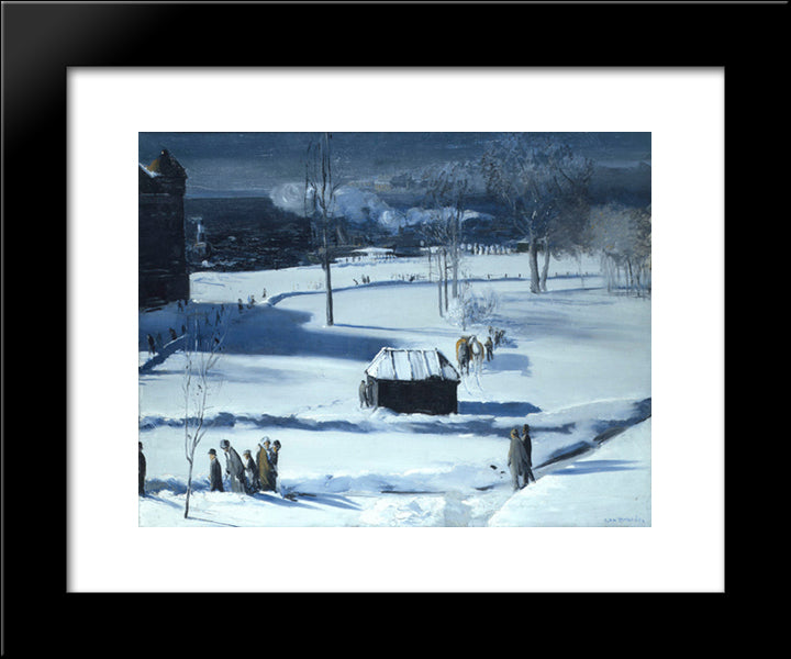 Blue Snow, The Battery 20x24 Black Modern Wood Framed Art Print Poster by Bellows, George