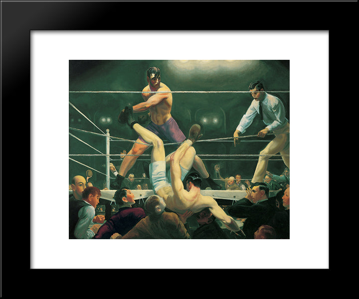 Dempsey And Firpo 20x24 Black Modern Wood Framed Art Print Poster by Bellows, George