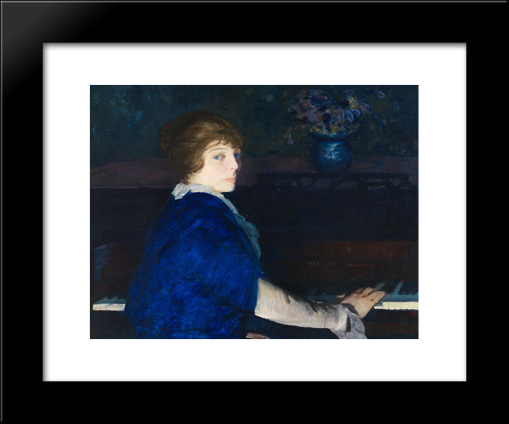 Emma At The Piano 20x24 Black Modern Wood Framed Art Print Poster by Bellows, George