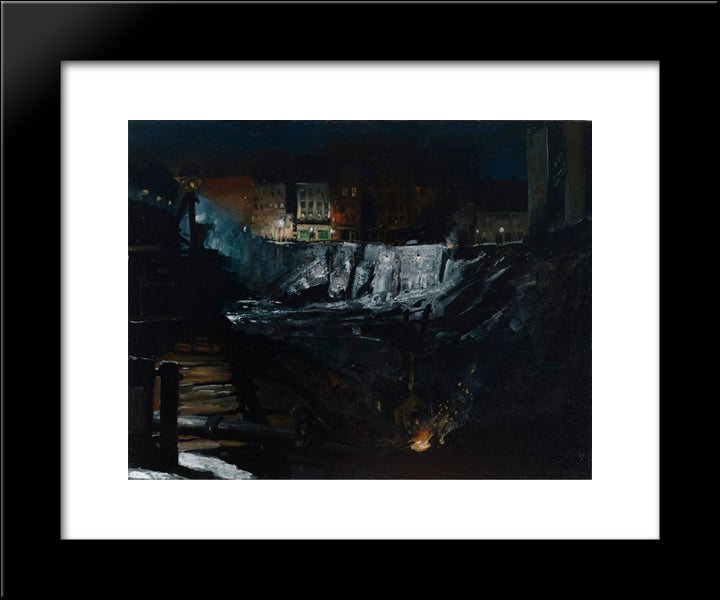 Excavation At Night 20x24 Black Modern Wood Framed Art Print Poster by Bellows, George